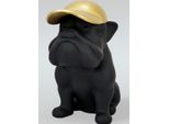 Casa Padrino Scultura Decorativa Xxl Cane Bulldog Nero Opaco / Oro H. 100 Cm - Grande Figura Decorativa - Decorazione Da Salotto Xxl - Decorazione Da Giardino Xxl