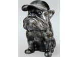 Casa Padrino Scultura Decorativa Xxl Cane Bulldog Argento Antico H. 100 Cm - Grande Figura Decorativa - Decorazione Da Salotto Xxl - Decorazione Da Giardino Xxl