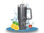 Tazza Sottovuoto "Tampa"" 800 Ml - Tazza Termica In Acciaio Inox Per Bevande Calde E Fredde - Borraccia Con Cannuccia E Manico - La Borraccia Thermos è Perfetta Per Gli Spostamenti Grigio/Crema"