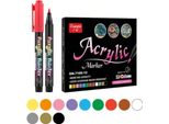 Set 12 Pezzi - Colori Acrilici, Pennarelli Acrilici, Pennarelli Acrilici, Pennarelli Acrilici, Matite E Strumenti Di Scrittura, Pennarelli Permanenti - Acrylicpens