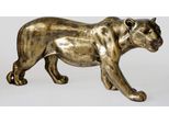 Casa Padrino Scultura Decorativa Xxl Pantera Oro Antico 160 X H. 72 Cm - Grande Figura Decorativa - Decorazione Soggiorno Xxl - Decorazione Giardino Xxl