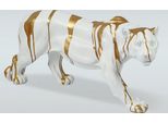 Casa Padrino Scultura Decorativa Xxl Pantera Bianco / Oro 160 X H. 72 Cm - Grande Figura Decorativa - Decorazione Soggiorno Xxl - Decorazione Giardino Xxl