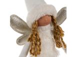 Statuetta Natalizia Invernale 40Cm Elfo Angelo Di Neve Decorazione Natalizia 22342, Colore:Bianco/Bianco