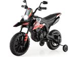 12V Kinder Elektro Motorrad, 5,5-6 km/h, Aprilia Kindermotorrad mit Stützrädern & Musik & Scheinwerfer, Elektromotorrad für Kinder ab 3 Jahren, bis 30kg belastbar (Rot)