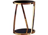 Casa Padrino Tavolino Oro/Nero Ø 35 X H. 50 Cm - Tavolino Rotondo In Acciaio Inox Con Piano In Vetro Colorato - Mobili Soggiorno - Mobili