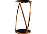 Casa Padrino Tavolino Oro/Nero Ø 35 X H. 70 Cm - Tavolino Rotondo In Acciaio Inox Con Piano In Vetro Colorato - Mobili Soggiorno - Mobili