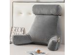 Cuscino Per Lo Schienale Da Lettura, Cuscino Per Lo Schienale Da Lettura Con Supporto Lombare, Cuscino Per La Lettura Con Braccio, Tappetino Per Lo Schienale Lombare 65*85Cm, Grigio Scuro