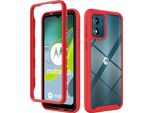 Custodia Moto E13, Copertura Posteriore Trasparente Ibrida, Robusto Paraurti In Tpu, Custodia Antiurto Per Motorola Moto E13 Rosso