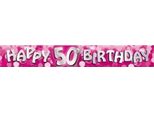 Amscan - Glitter - Bandiera, 50° - Foil, Plastica SG25559 (Taglia Unica) (Rosa/Argento)
