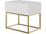 Selsey Veldio - Comodino Con Cassetto, Bianco Con Struttura In Metallo Dorato, 50 Cm