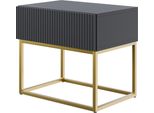 Selsey Veldio - Comodino Con Cassetto, Nero Con Struttura In Metallo Dorato, 50 Cm