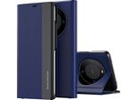 Huawei Mate 60 Pro Custodia, Finto Cuoio Magnetic Flip Stand Custodia Per Huawei Mate 60 Pro Blu Scuro