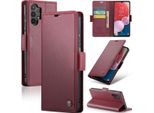 Custodia Galaxy A13, Custodia In Pelle Con Funzione Stand Per Samsung Galaxy A13 / A04S / A04 / M13 5G Rosso