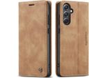 Custodia Galaxy S23 Fe, Custodia Retrò In Finto Cuoio Con Funzione Stand Per Samsung Galaxy S23 Fe Marrone