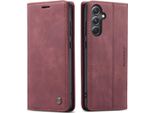 Custodia Galaxy S23 Fe, Custodia Retrò In Finto Cuoio Con Funzione Stand Per Samsung Galaxy S23 Fe Rosso