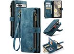 Custodia Google Pixel 7A, Custodia Protettiva Pieghevole In Pelle Con Zip E Funzione Stand Per Google Pixel 7A Blu