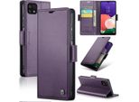 Galaxy A22 5G Case, Rfid Blocking Card, Advanced Flip Custodia In Pelle Con Funzione Stand Per Samsung Galaxy A22 5G Viola
