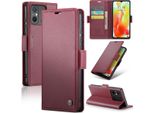 Custodia Redmi 12C, Carta Di Blocco Rfid, Custodia In Pelle Avanzata Con Funzione Stand Per Xiaomi Redmi 12C / Redmi 11A Rosso