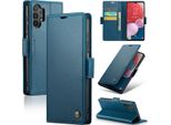 Custodia Galaxy A13, Carta Di Blocco Rfid, Custodia In Pelle Avanzata Con Funzione Stand Per Samsung Galaxy A13 / A04S / A04 / M13 5G Blu