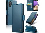Galaxy A32 5G Case, Rfid Blocking Card, Advanced Flip Custodia In Pelle Con Funzione Stand Per Samsung Galaxy A32 5G/M32 5G Blu