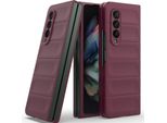 Custodia Per Samsung Galaxy Z Fold 3 5G Custodia Rigida Pc Opaca Antiurto Antiscivolo Borgogna