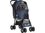 Pawhut Passeggino Per Cani, Passeggino Pieghevole Per Cani, Carrello Per Cani Con Cuscino, Passeggino Per Gatti, Carrello Per Gatti Con 4 Ruote, Finestra A Rete, Spazio Per Cani Di Piccola Taglia, Gatti, 600D Oxford, Blu Navy