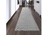 Tappeto Da Salotto Con Motivo A Linee In Grigio Dimensioni - 80 X 300 Cm