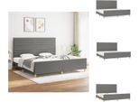 Vidaxl Struttura Letto Con Testiera In Tessuto Grigio Scuro 200X200 Cm - Letti E Strutture Letto