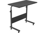 Tavolo Per Laptop Con Rotelle - Nero - 80 Cm X 40 Cm - Regolabile In Altezza - Comodino Con Rotelle - Tavolo Da Colazione (Copia)
