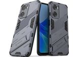 Custodia Per Oppo A57 4G Custodia Protettiva Ibrida In Pc Tpu Antiurto Con Funzione Stand Grigio