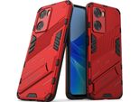 Custodia Per Oppo A57 4G Custodia Protettiva Ibrida In Pc Tpu Antiurto Con Funzione Stand Rosso