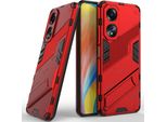 Custodia Per Oppo A58 4G Custodia Protettiva Ibrida In Pc Tpu Antiurto Con Funzione Stand Rosso