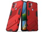 Custodia Per Xiaomi Poco C50/Redmi A1+/Redmi A2+ Custodia Protettiva Ibrida In Pc Tpu Antiurto Con Funzione Stand Rosso