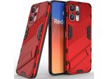Custodia Per Xiaomi Redmi 12 /Note 12R/Poco M6 Pro 5G Hybrid Pc Tpu Custodia Protettiva Antiurto Con Funzione Stand Rosso