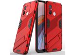 Custodia Per Xiaomi Poco C55 /Redmi 12C Custodia Protettiva Ibrida In Pc Tpu Antiurto Con Funzione Stand Rosso