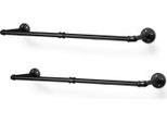 Yakimz Appendiabiti (2 Pezzi), Appendiabiti Da Parete, Capacità Di Carico 65 Kg, Appendiabiti A Binario Per Guardaroba Dal Design Industriale, Nero