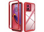 Moto G84 Case, Hybrid Transparent Back Cover, Rugged Tpu Bumper, Custodia Antiurto Per Motorola Moto G84 Red
