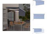 Vidaxl Tenda Da Sole Manuale A Scomparsa Con Tenda A Rullo Led 3X2,5 M Blu E Bianco - Tende Da Sole