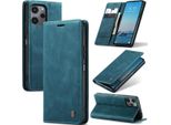 Xiaomi Redmi 12 5G/4G /Poco M6 Pro 5G Custodia, Retro Custodia In Finto Cuoio Con Funzione Stand Per Xiaomi Redmi 12 5G/4G /Poco M6 Pro 5G Blu
