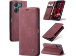 Xiaomi Redmi 13C /Poco C65 Custodia, Retro Custodia In Finto Cuoio Con Funzione Di Stand Per Xiaomi Redmi 13C /Poco C65 Rosso