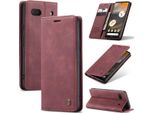 Google Pixel 6A Case, Retro Custodia In Finto Cuoio Con Funzione Stand Custodia Protettiva Per Google Pixel 6A Rosso