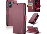 Xiaomi Redmi 13C /Poco C65 Custodia, Carta Di Blocco Rfid, Advanced Flip Custodia In Pelle Con Funzione Di Stand Per Xiaomi Redmi 13C /Poco C65 Rosso
