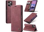 Xiaomi Redmi 12 5G/4G /Poco M6 Pro 5G Custodia, Retro Custodia In Finto Cuoio Con Supporto Copertura Protettiva Per Xiaomi Redmi 12 5G/4G /Poco M6 Pro 5G Rosso