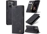 Xiaomi Redmi Note 13 5G Custodia, Retro Custodia In Finto Cuoio Con Funzione Di Stand Cover Protettiva Per Xiaomi Redmi Note 13 5G Nero