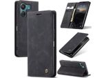 Xiaomi Redmi 13C /Poco C65 Custodia, Retro Custodia In Finto Cuoio Con Stand Copertura Protettiva Per Xiaomi Redmi 13C /Poco C65 Nero
