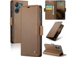 Xiaomi Redmi 13C /Poco C65 Custodia, Carta Di Blocco Rfid, Advanced Flip Custodia In Pelle Con Funzione Di Stand Per Xiaomi Redmi 13C /Poco C65 Brown