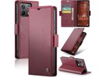 Xiaomi Redmi Note 13 5G Custodia, Custodia In Pelle Con Funzione Di Stand Per Xiaomi Redmi Note 13 5G Rosso