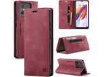 Xiaomi Redmi 12C /Poco C55 Custodia, Retro Custodia In Finto Cuoio, Stand E Custodia Protettiva Per Xiaomi Redmi 12C /Poco C55 Rosso
