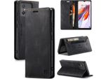 Xiaomi Redmi 12C /Poco C55 Custodia, Retro Custodia In Finto Cuoio, Stand E Custodia Protettiva Per Xiaomi Redmi 12C /Poco C55 Nero