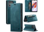 Xiaomi Redmi 12C /Poco C55 Custodia, Retro Custodia In Finto Cuoio Stand Cover Protettiva Per Xiaomi Redmi 12C /Poco C55 Blu